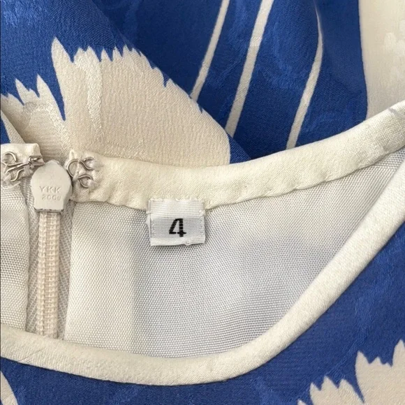 Vintage Long sleeve shift brocade blue orange silk mini dress - Picture 8 of 8